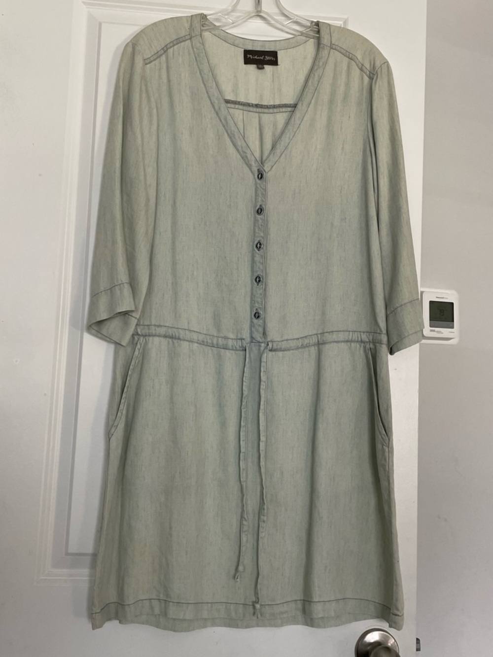 Michael Stars Whitewashed Denim Dress Size M Dropwaist Coastal Cowgirl Vacation